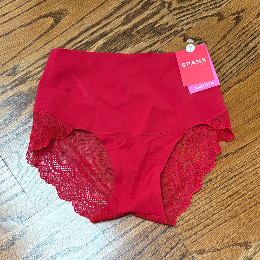 BNWT SPANX Red Lace High-Waisted Briefs